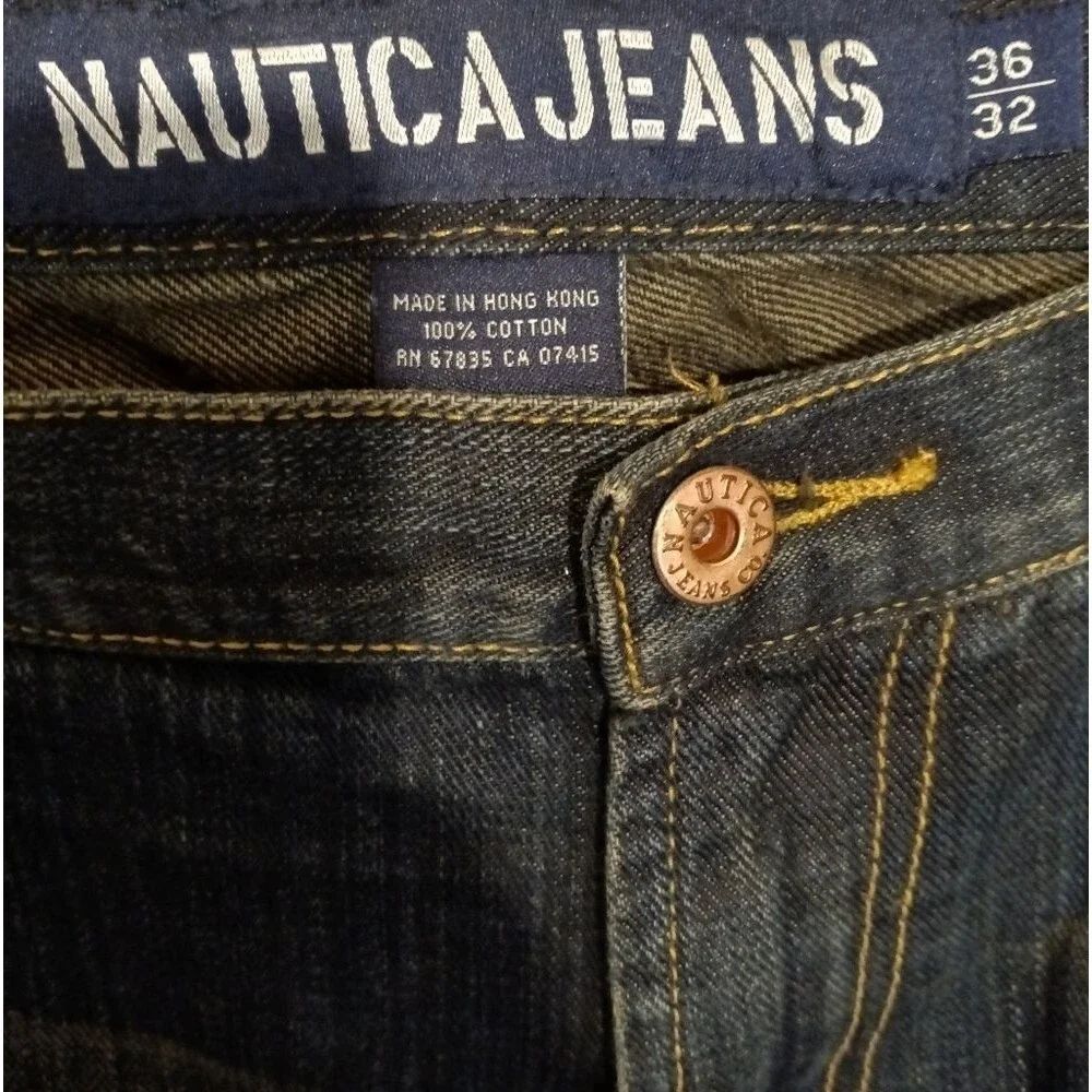 Vintage Nautica Mens Cotton Dark Wash Jeans 36/32